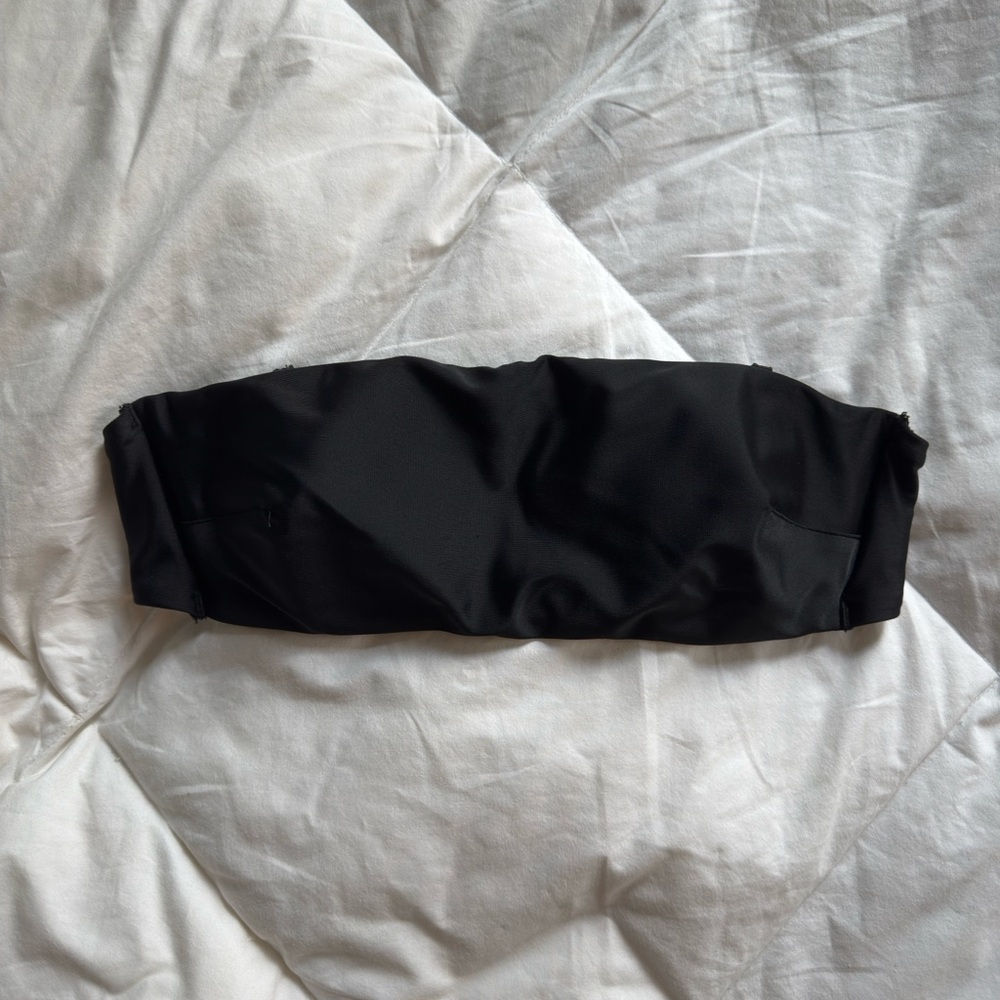 aerie Black Strapless Bandeau bikini top